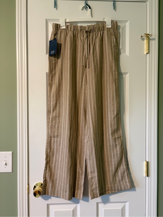 GAP Pants - GAP  Women’s Tan Stripe Drawstring Linen Pants